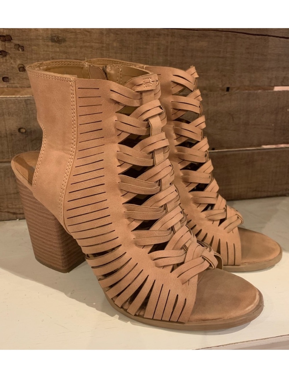 Dolce Vita Woven Peeptoe Heeled Booties